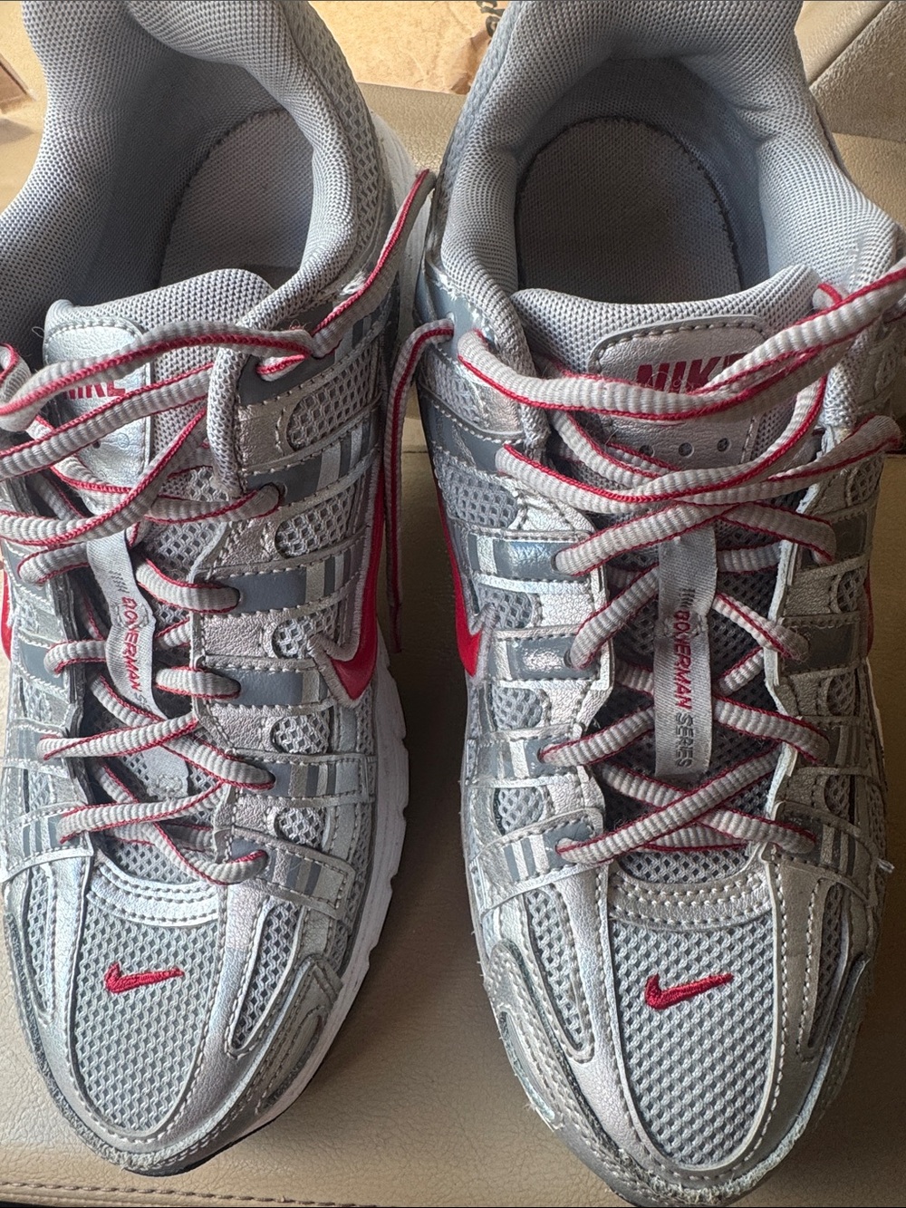 Nike Grey and red p6000 Men's/Women's/youth Athletic Sneakers